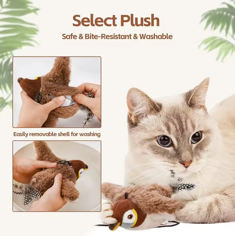 Juguete interactivo electrico para gatos pájaro sparrow