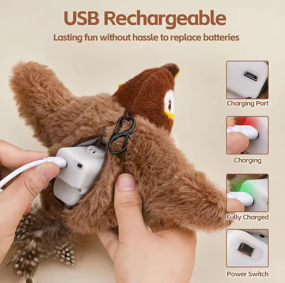 Juguete interactivo electrico para gatos pájaro sparrow