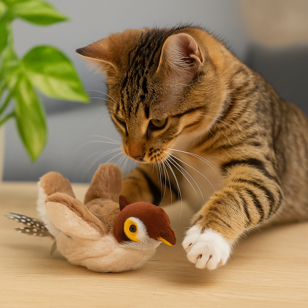 Juguete interactivo electrico para gatos pájaro sparrow