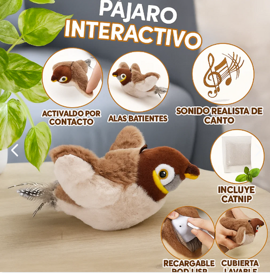 Juguete interactivo electrico para gatos pájaro sparrow